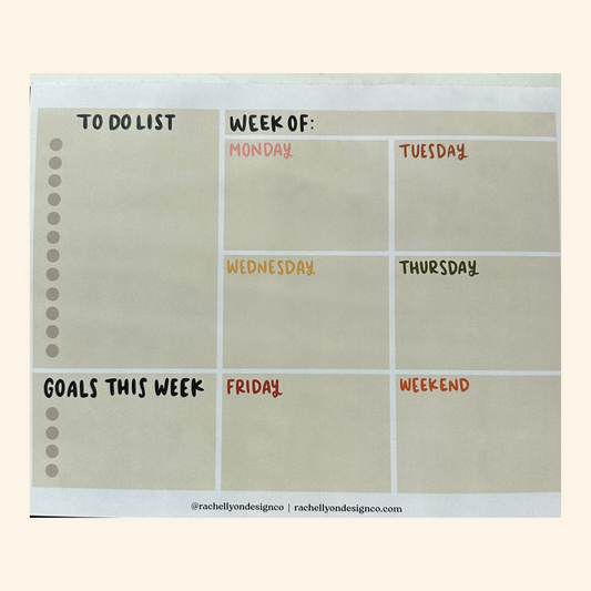 25 Week Weekly Spread Notepad