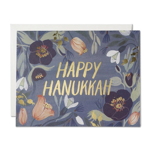 Happy Hanukkah Flowers Card